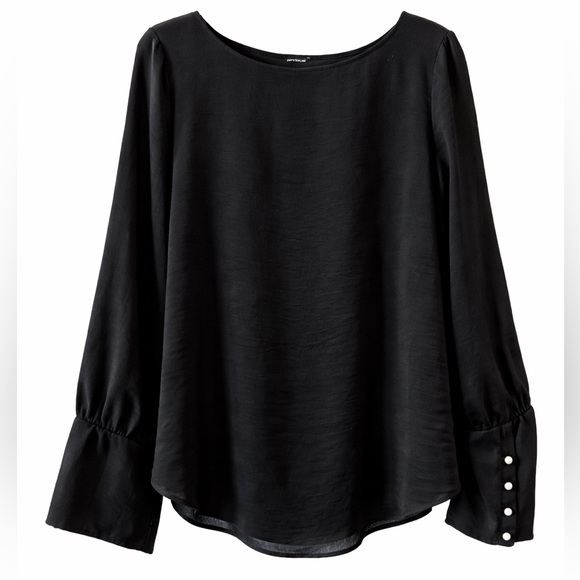 Ann Taylor Tops - Ann Taylor long sleeve black blouse pearl buttons size XL
